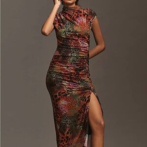 The Maya Ruched Cowl-Neck Mesh Dress - anthropologie